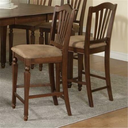 EAST WEST FURNITURE CC-MAH-C Chelsea Stools with upholstered seat- 24 in. seat height- Mahogany, 2PK CHS-MAH-C